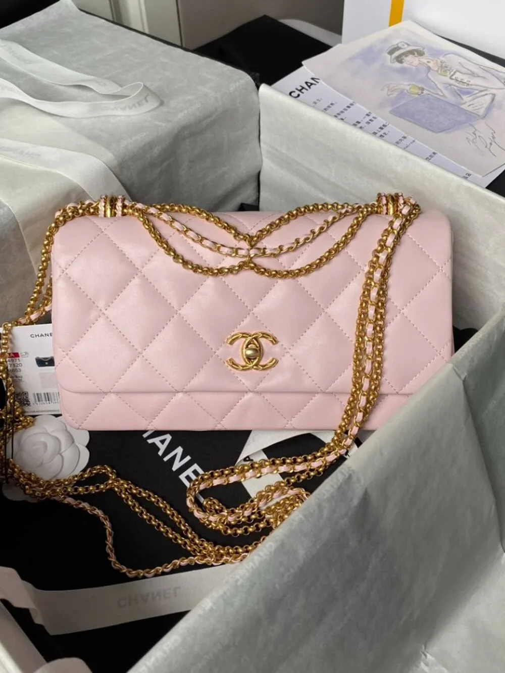 Chanel 24A Classic Flap Bag with Metal Fringe Chain - Picture 1 of 9